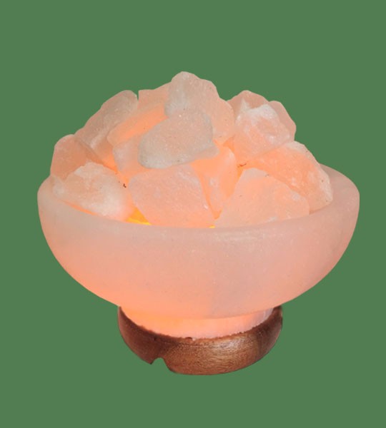 Himalayan Salt Lamp Amber Round Fire Bowl (White crystal with amber bulb)
